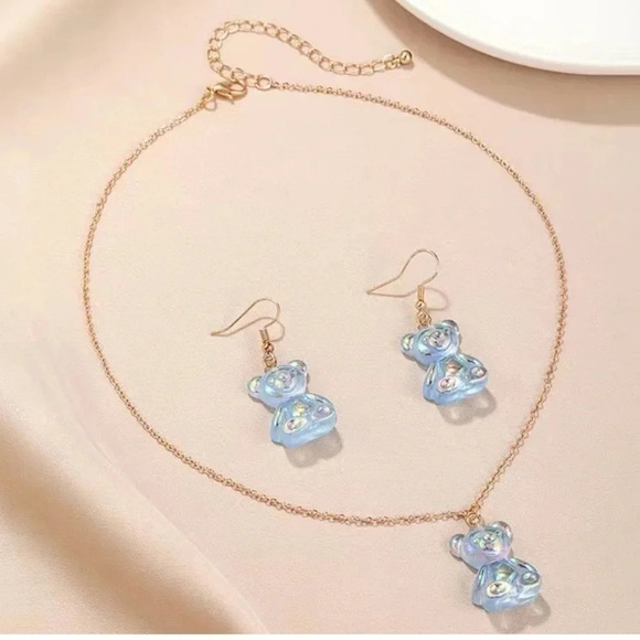 2 LEFT! Cute Matching Gummy Bear Necklace & Earrings Set - Picture 4 of 4